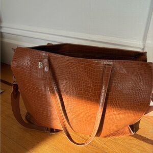 Beis Croc-Embossed Leather Tote